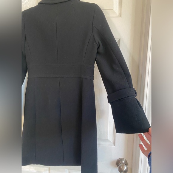 J Crew Day Coat Wool Black Mid Length Minimalist Classic Feminine Button Size 0 - Picture 11 of 16